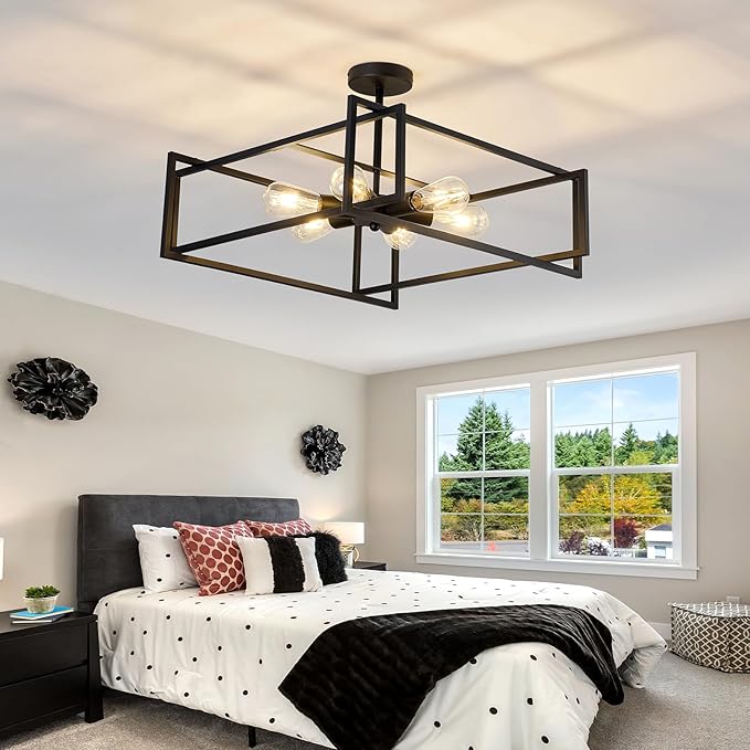 ZGLAOJT 6-Lights Close to Ceiling Light 22.83 Inch Black Light Fixture - Image 7