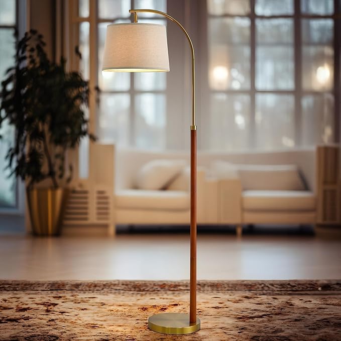 62.5" Wood Floor Lamp for Living Room Gold - Image 2