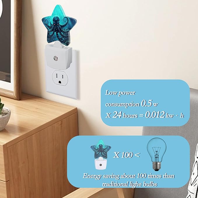 Deep-Sea Octopus Night Light, Plug Into Wall Decor Nightlights - Image 4