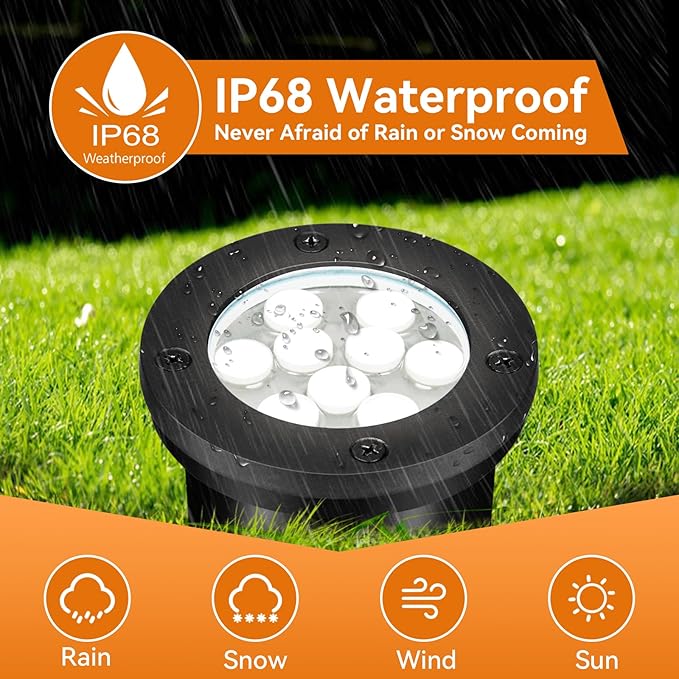 9W LED Low Voltage Landscape Lights, AC/DC 12-24V Outdoor Well Lights IP68 - Image 2