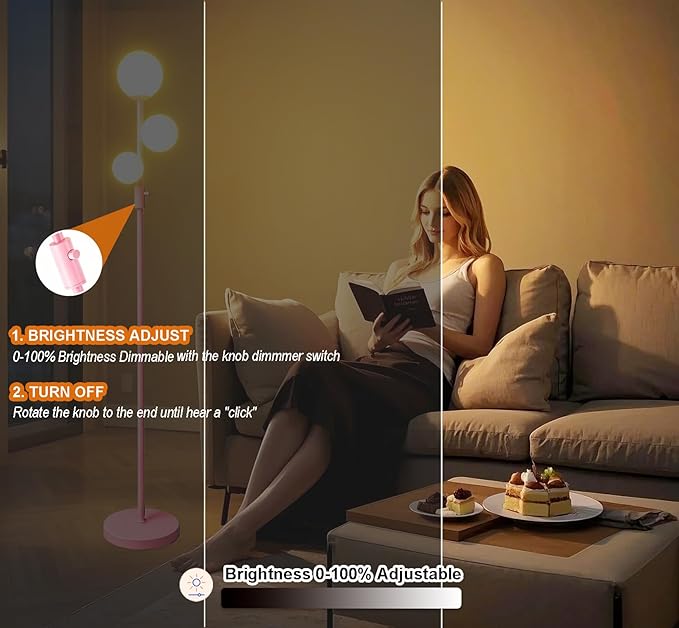 Fiqevs Modern Pink Globe Floor Lamp - Image 4