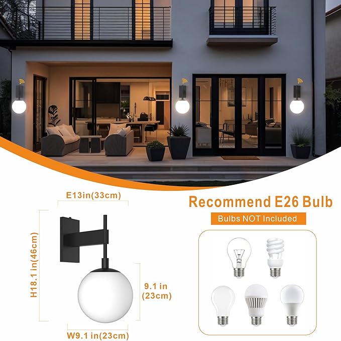Hyunbae Dusk to Dawn Outdoor Wall Sconces, Modern Exterior Sensor Front Porch - Image 6