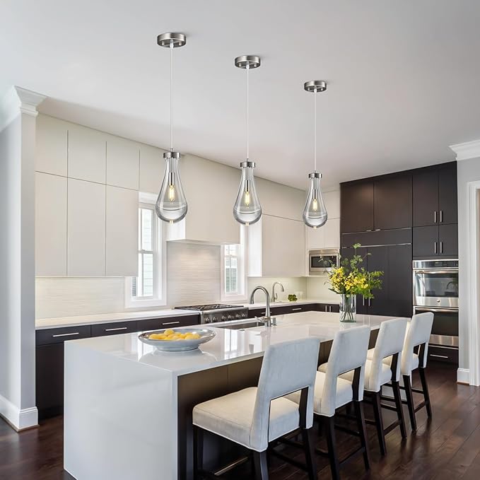 Raindrop Pendant Lights Kitchen Island Teardrop Nickel Hanging Light Fixtures - Image 4