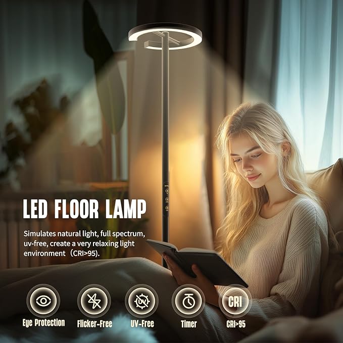 GLOWRIUM-H3B Floor Lamp for Bedroom, 71 Inch Bright LED Modern Corner Lamp - Image 2