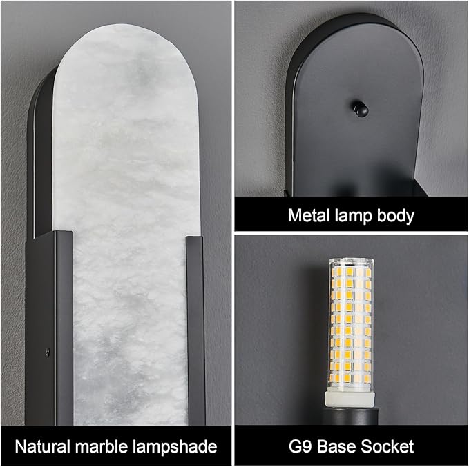 Alabaster Wall Sconce, Modern Natural Marble Wall Sconces - Image 5