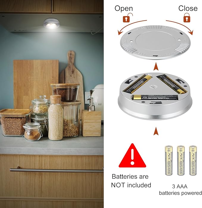 LUXSWAY LED Puck Lights, Battery Operated Tap Lights, Mini Night Touch Light - Image 2