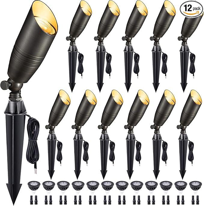 Gardenreet Die-Cast Brass Spot Light Outdoor - 12V LED Uplighting Waterproof by Gardenreet
