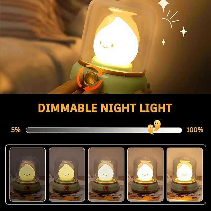 Ghost Campfire Night Light, Small Cute Desk Lamp, Dimmable Cordless Bedside - Image 2