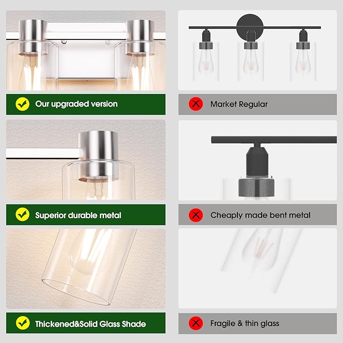 4-Light Modern Vanity Light Fixtures Over Mirror, Brushed Nickel Bathroom Light - Image 2