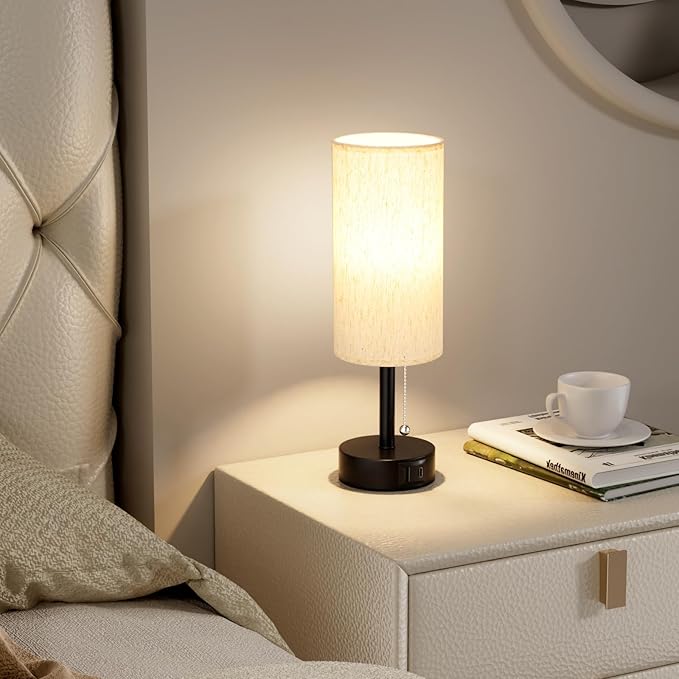 Fenmzee USB Bedside Table Lamps Set of 2-3 Color Temperatures Pull Chain Lamp - Image 5