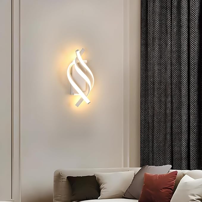 DELIPOP Modern LED Wall Sconce, 3000K Spiral Indoor Wall Light, 21W Acrylic LED - Image 7