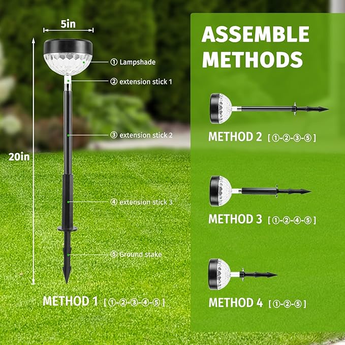 Solar Pathway Lights Outdoor, Color Changing+8 Fixed Color Solar Lights Outdoor - Image 8