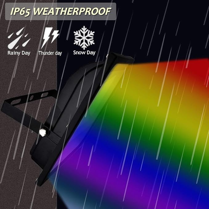 RGB LED Flood Lights, 50W Outdoor Super Bright Spotlight, High Power 16 Colors - Image 3