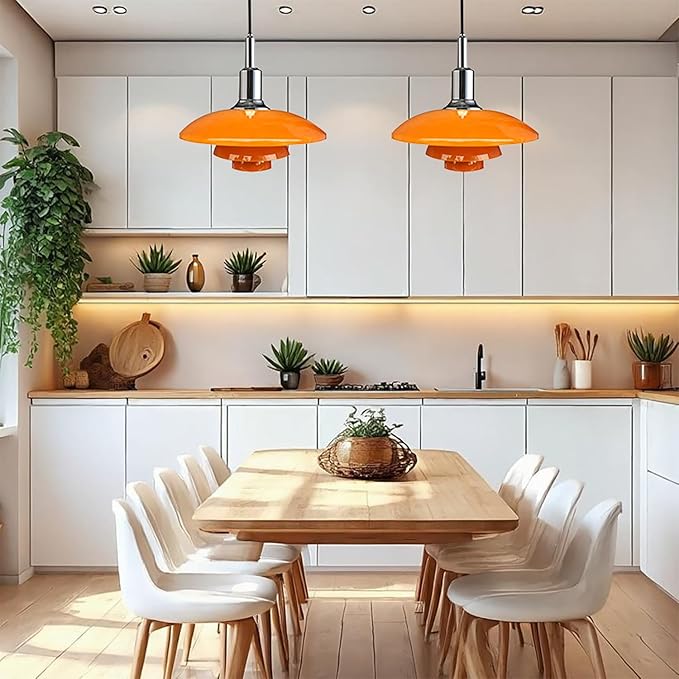Pendant Light Orange Danish Ceiling light Mid Century Pendant Lamp 3-Layer - Image 4