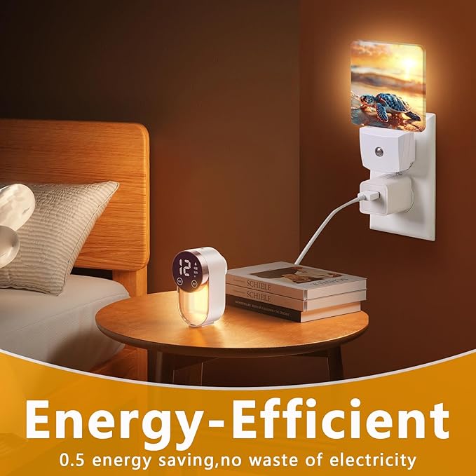 Sea Turtle Beach Sunrise Night Light, Plug-into Nightlight White LED Lamp - Image 7