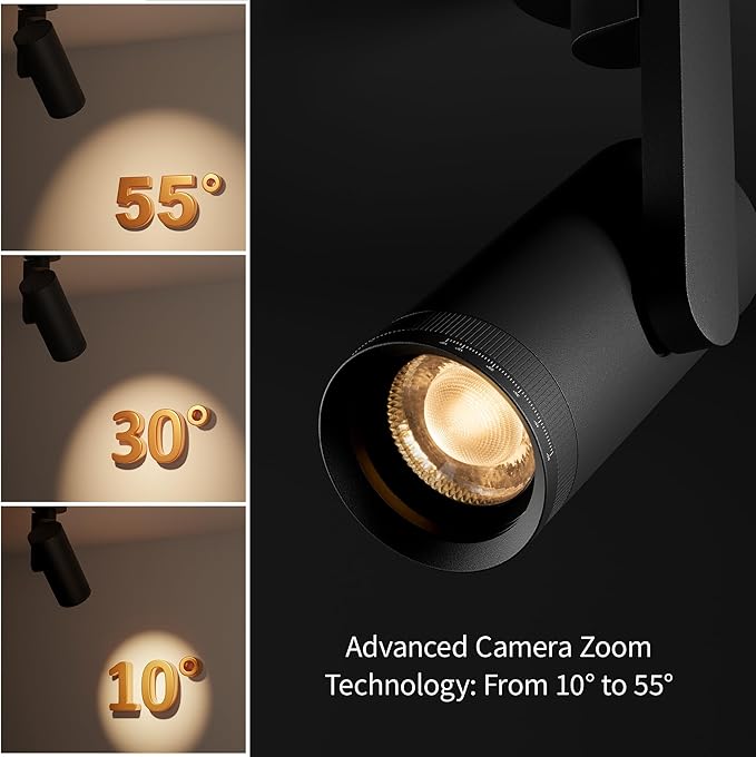 Aisilan 4 Pack Black LED Zoomable Ceiling Spotlight 12W Dimmable Adjustable - Image 2