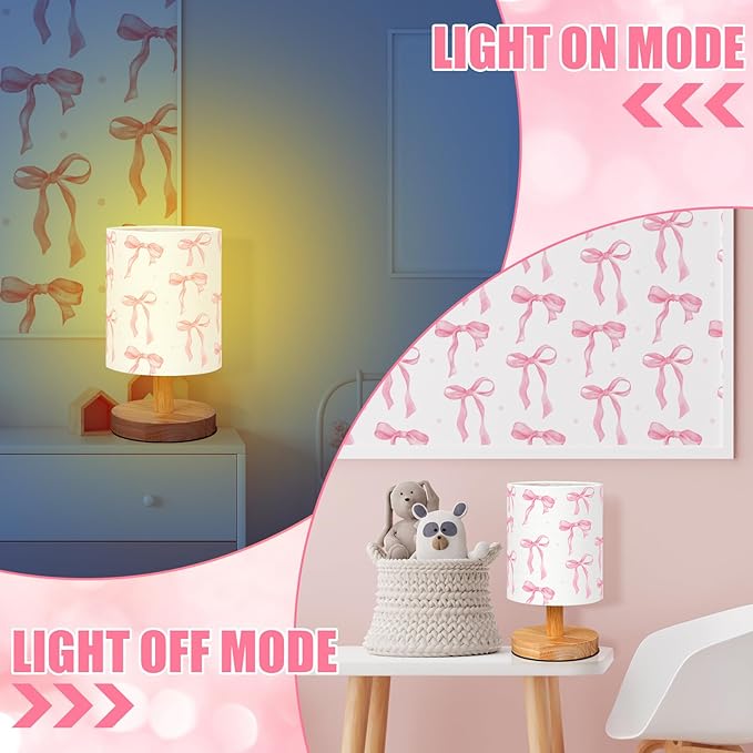 VIHOSE Bow Kids Table Lamp for Bedroom Kids Bedside Lamp - Image 5