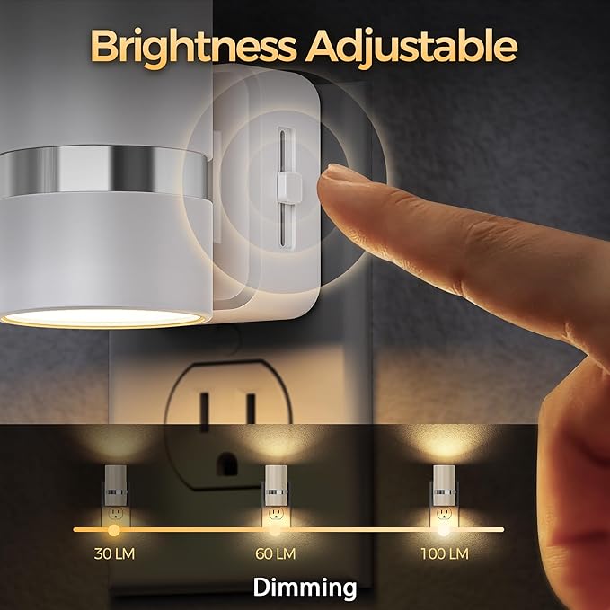 DORESshop LED Night Light 2 Pack, Slide Brightness Adjustable, Night Lights - Image 2