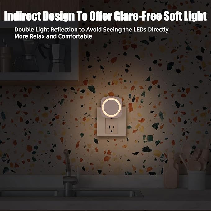 Warm Night Lights Plug into Wall, 4 Packs Dimmable Night Light - Image 3