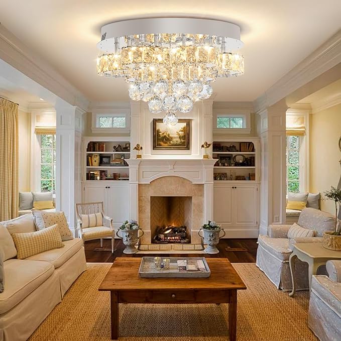 Flashing God Dia 16in Modern LED Crystal Chandelier, Flush Mount Ceiling Light - Image 8