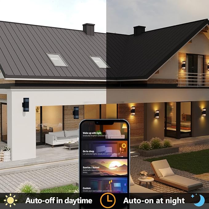 Smart Outdoor Sconce Lights 2 Pack, Up Down Wall Porch Lights RGB Color - Image 4