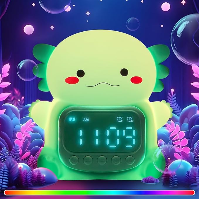 Axolotl Alarm Clock with Night Light by Aokpsrt