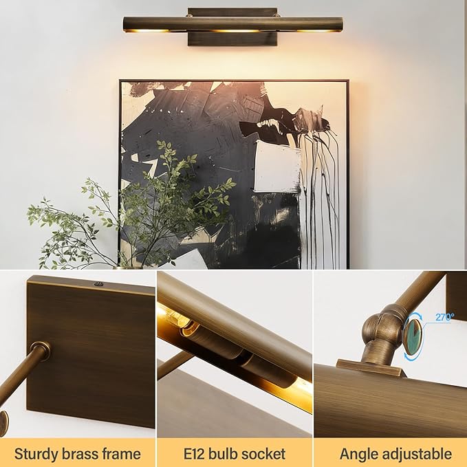 Art Picture Frame Wall Light: 24" Antiquing Copper Dimmable Artwork Painting - Image 5