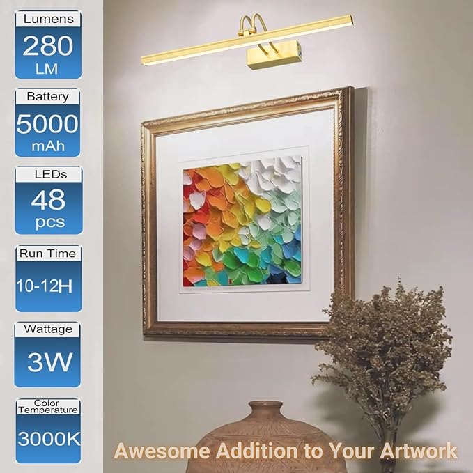 FUNCHDAY Picture Light Wireless, Rechargeable Gallery Light Battery Operated - Image 4