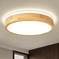 Modern Dimmable Wood Flush Mount Ceiling Light, 2700K-6000K 5CCT Round Close to by Pevfah