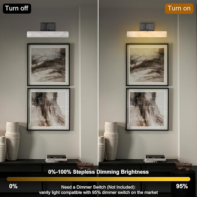 Alabaster Bathroom Vanity Light, 12in Modern Spanish Marble LED Bathroom Light - Image 4