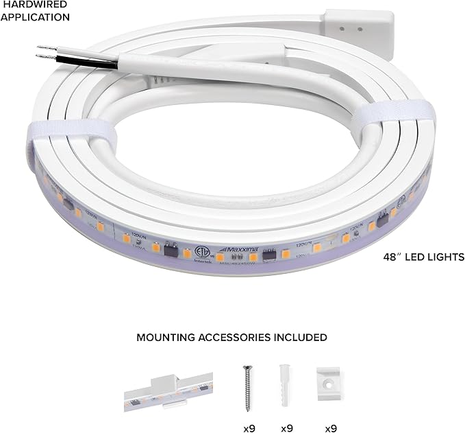 Maxxima 48 in. Hardwired LED Under Cabinet Strip Light, 1840 Lumens, 3000K Warm - Image 3