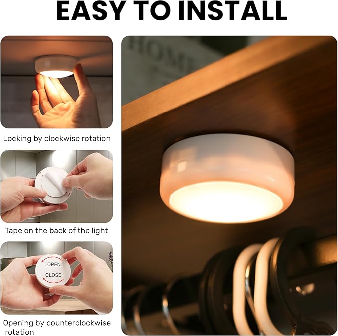 Push Lights with Remote Puck Lighting Battery Operated Tap Lights Button Stick - Image 5