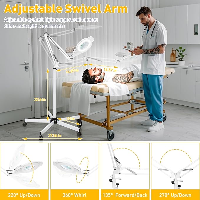 10X Magnifying Glass with Light and Stand, 2200 Lumens Dimmable Magnifying - Image 4