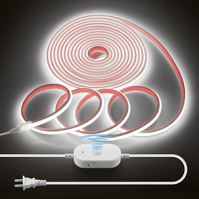 Waterproof Motion Sensor COB LED Light Strip 20FT Cold White 6000K AC 110V by Samsion