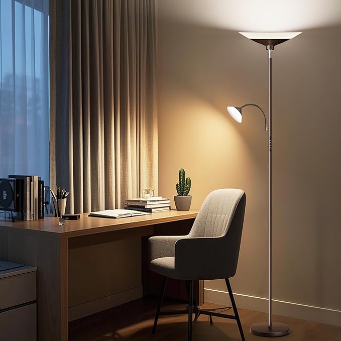 Brown Torchiere LED Floor Lamp - Image 7