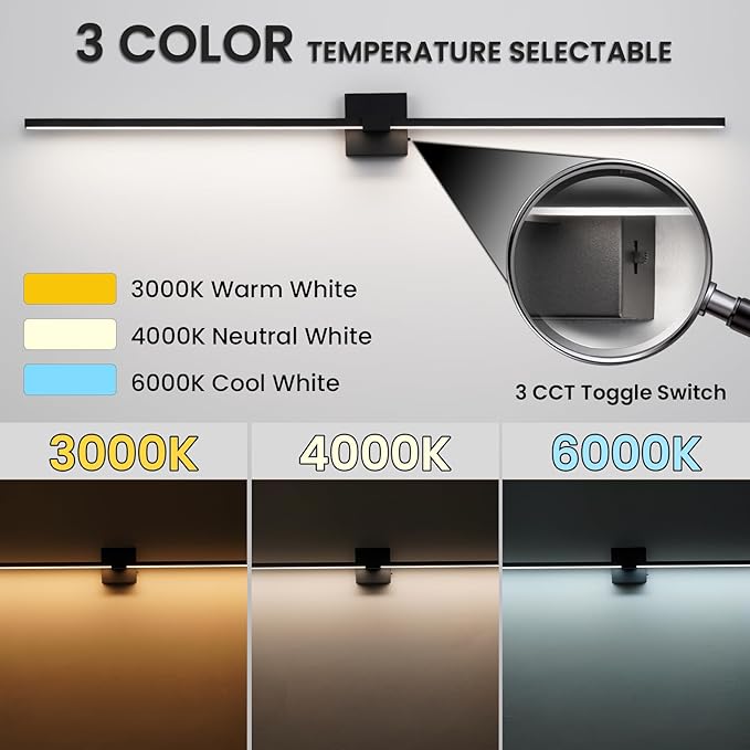 URSOLA Black Bathroom Light Fixtures, 48 inch Modern LED Vanity Lighting Over - Image 4