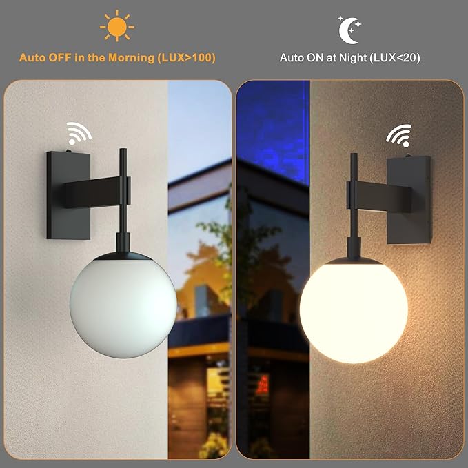 Hyunbae Dusk to Dawn Outdoor Wall Sconces, Modern Exterior Sensor Front Porch - Image 4