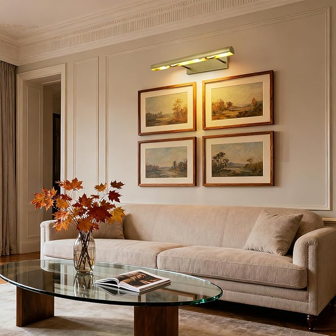 Brass Picture Lights for Wall, 4-Light Brush Gold Art Light, Dimmable Gallery - Image 9