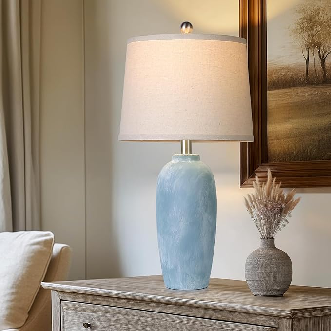 25“ Jar Table Lamps Set of 2, Ceramic Bedside Lamps - Image 2