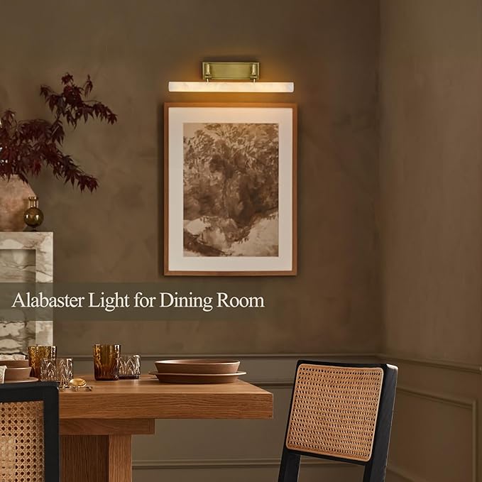20in Alabaster Picture Light for Wall Art, Brushed Gold Art Display Light - Image 5