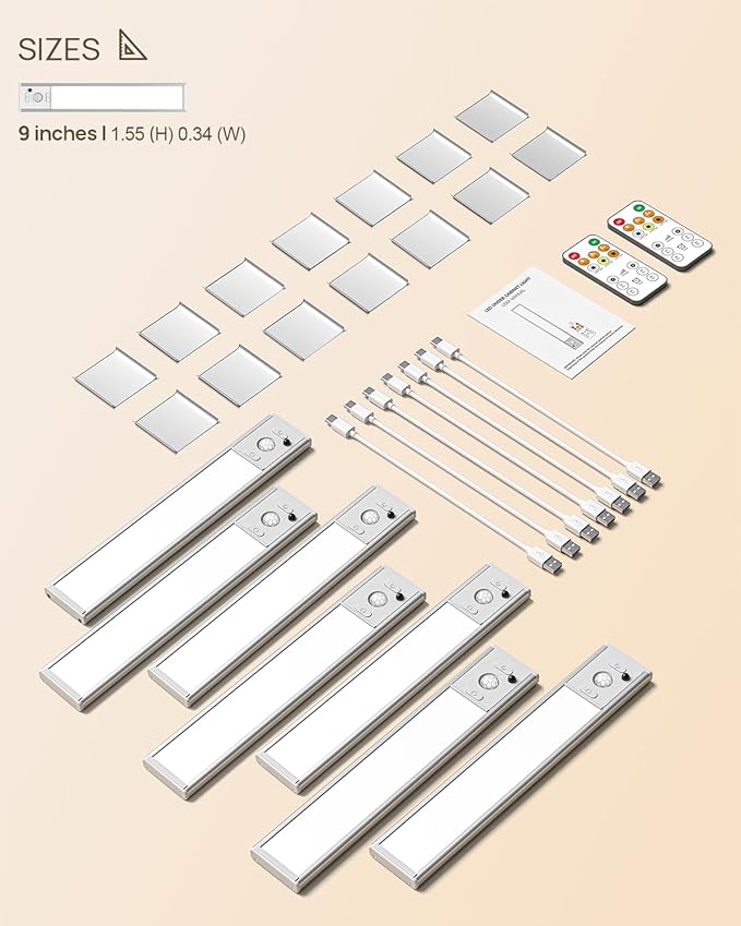 Under Cabinet Lighting with Remote Control, USB Rechargeable LED Motion Sensor - Image 8
