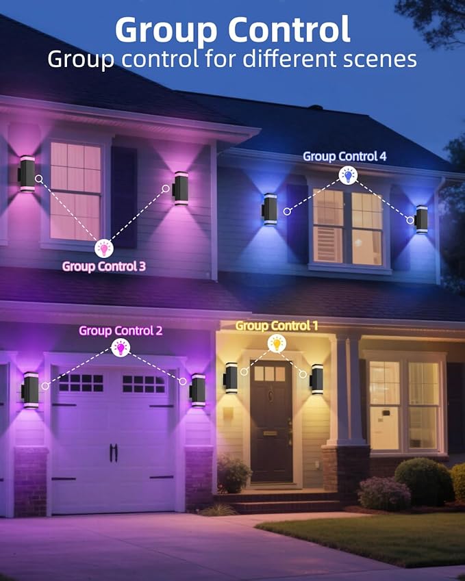 Smart Outdoor RGB Wall Lights 2 Pack, Wi-Fi & App Control Color Changing Up and - Image 9