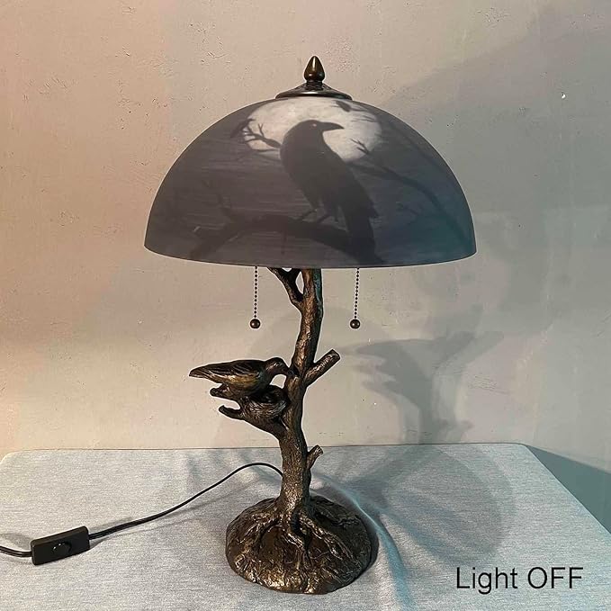Bieye L10945 Ravens Sitting on Bare Tree Branch Against Full Moon Hand-Painted - Image 7