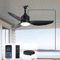 Outdoor Ceiling Fan with Light, 42 Inch Black Waterproof Outdoor Patio Fan with by Unknown