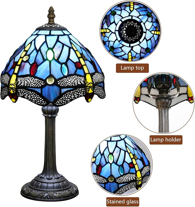Tiffany Lamp Stained Glass lamp Small Bedside Table Lamps - Image 7