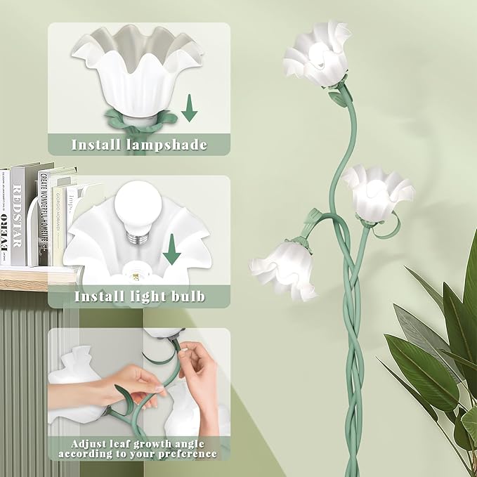 Cute Flower Floor Lamp for Bedroom, 3 Heads LED Tall Standing Lamp - Image 6