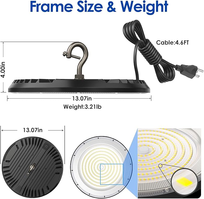 LED High Bay Light ECO 200W x1, 5000k 22500lm Non-Dimmable IP65 - Image 3