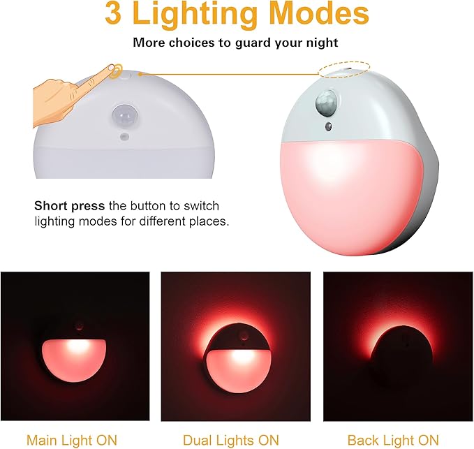 2 Pack Red Night Light, Battery Operated Night Light, 2.6" Small Sticky Lights - Image 4