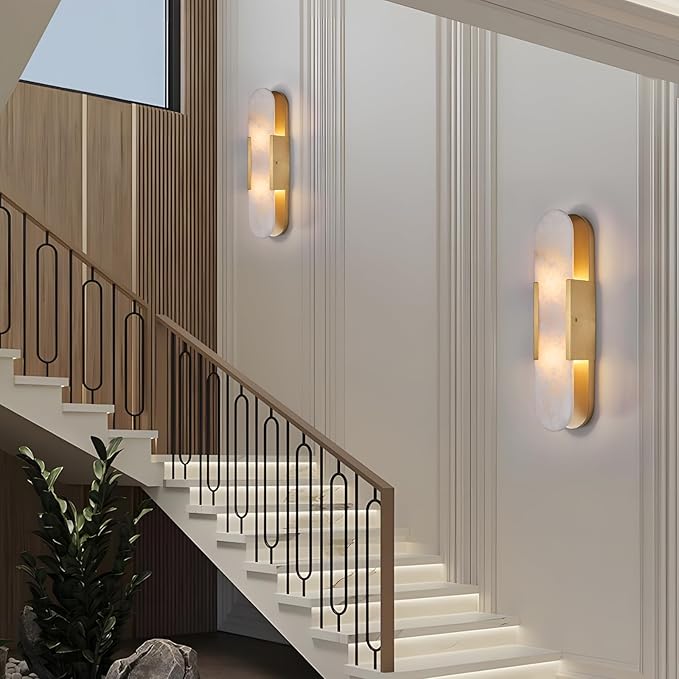 19.7" L Alabaster Wall Sconces Set of 2, Wall Lights Fixtures Morden Bathroom - Image 4