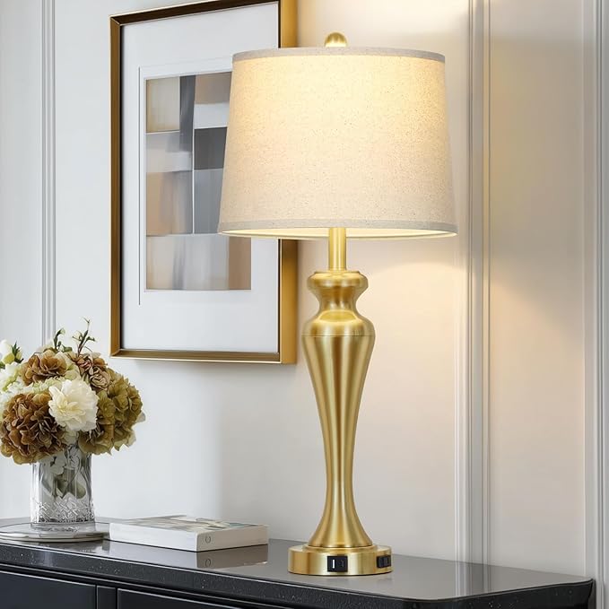 30 Inch Gold Single Table Lamp, 3-Way Dimmable Touch Control Bedside Lamps - Image 2